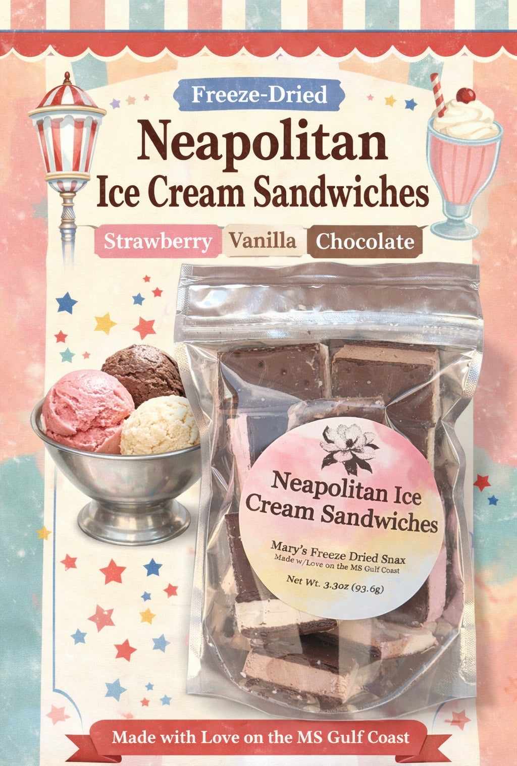 Ice Cream Sandwiches (Neapolitan)